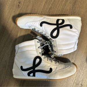 Loewe White and Black High-Top Athletic Sneakers